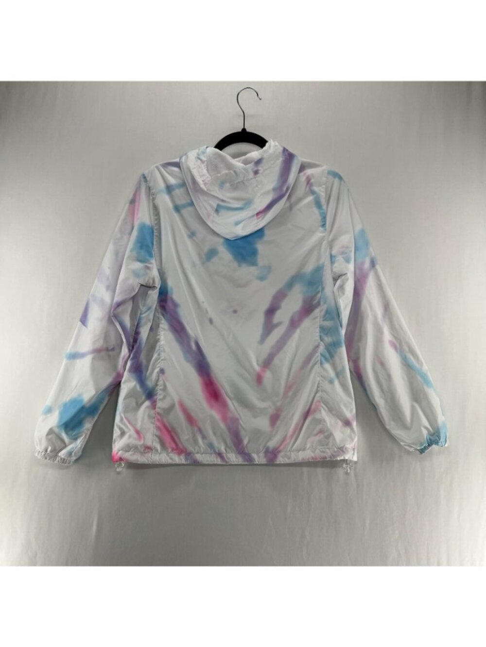 New Balance Tie Dye Windbreaker Jacket Womens M Zip Up Hooded Pocket Lined White - Picture 2 of 10